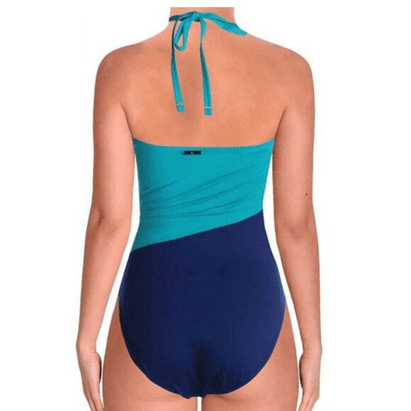 RALPH LAUREN Green & Blue Underwire Bandeau One Piece Swimsuit 6 NEW - Picture 4 of 4